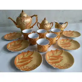 vintage 1 set teapot Japanese GOLDEN SUMMER LEAVES - GINKO complete
