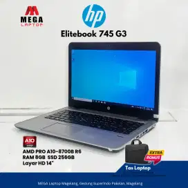 HP EliteBook 745 G3
AMD Pro A10-8700B Ram 8 SSD 255 Mulus Garansi