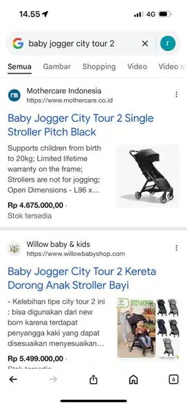 SECOND-STROLLER BABY JOGGER CITY TOUR 2 HITAM