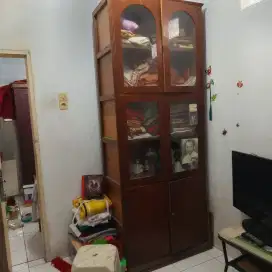 Jual Lemari Kaca 3 Tingkat Tinggi Besar Kokoh