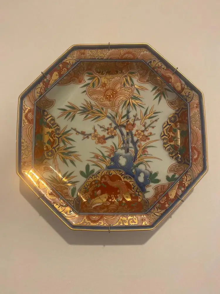 Piring jepang pajangan motif bambu