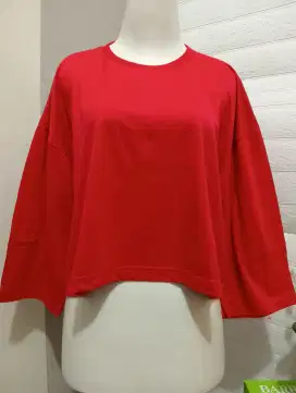 NEW !!! KAOS CROP TOP BASIC WANITA OVERSIZE TEE