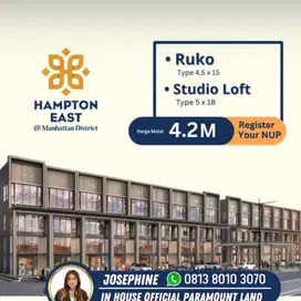Dijual Ruko Hampton East Gading Serpong Hadap Jalan Raya
