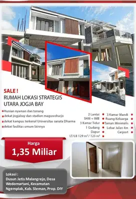 Rumah Exclusive 2 lantai Murah Utara Jogja Bay