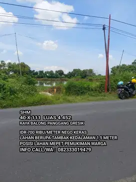 Lahan nol jl raya balong panggang gresik