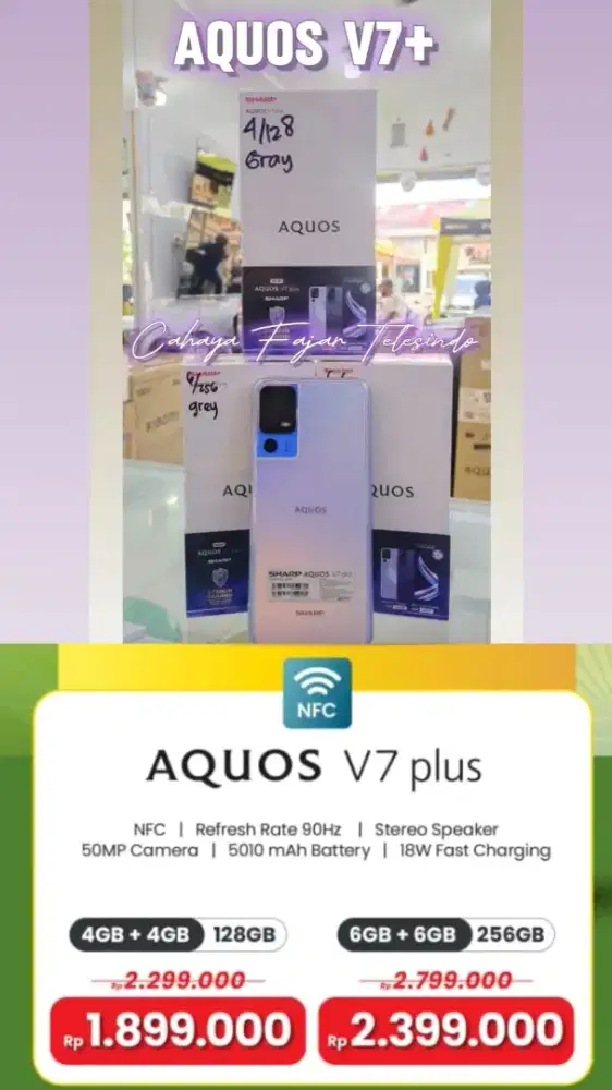 Sharp Aquos v7 plus ram 4/128 nfc new segel bergaransi resmi