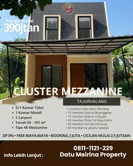 Rumah 1.5 lantai mezanine desain modern 15 menit ke stasiun citayam