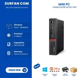 MINI PC LENOVO M700 CORE I5 GENERASI 6 RAM 8 SSD 256