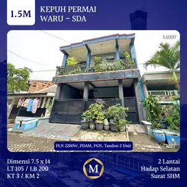 Rumah Kepuh Permai Tropodo Waru Sidoarjo 2 Lantai SHM Dekat Tol