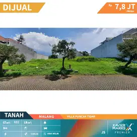 Dijual Tanah Kavling SHM di Jalan Kembar Villa Puncak Tidar Malang
