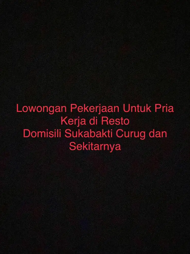 Loker Pegawai Resto / Kitchen