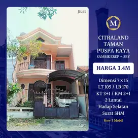 CITRALAND! JUAL RUMAH TAMAN PUSPA RAYA SURABAYA SHM 2 LANTAI LEBAR 7