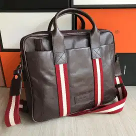 Bally tedal leather 2way brief sling bag tas