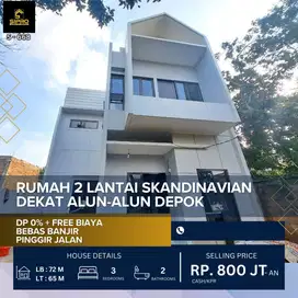 Rumah 2lt Scandinavian Premium pinggir Jl raya Promo DP 0% Free Biaya