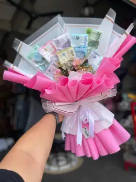 Buket Bucket Bouquet Uang Kado Hadiah Anniversary Ultah Wisuda Sidang