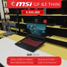 Laptop MSI GF63THIN Core i7-11800H RAM16GB/NVME512GB FHD15.6 GTX 1650