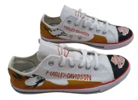Sepatu harley davidson eagle write dan white orange