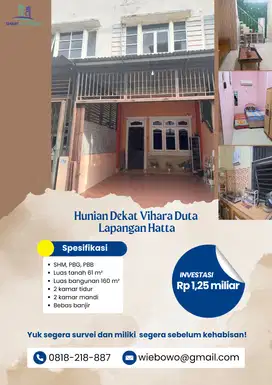 Dijual Rumah Palembang - Hunian Dekat Vihara Duta Lapangan Hatta