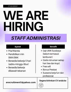 Dibutuhkan Admin Kantor Surabaya