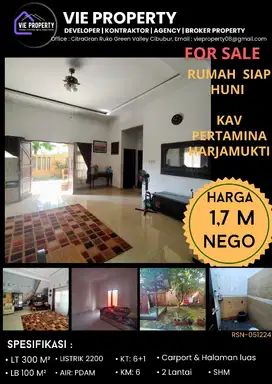 DIJUAL RUMAH LUAS SIAP HUNI DEKAT KE STASIUN LRT HARJAMUKTI