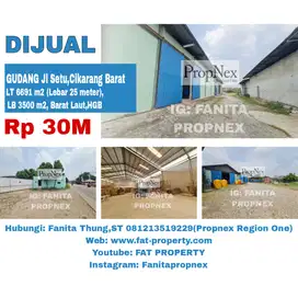 Dijual gudang di Jl Ry Setu,Cikarang Barat LT 6691m2 LB 3500m2,Barat