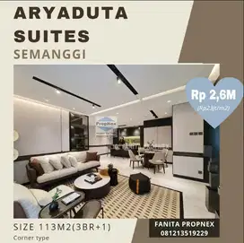 Apartemen Aryaduta Suites Semanggi 113m2(3BR+1) Corner tipe,Rp2,6M