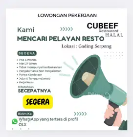 DIBUTUHKAN SEGERA STAFF RESTAURAN HALAL