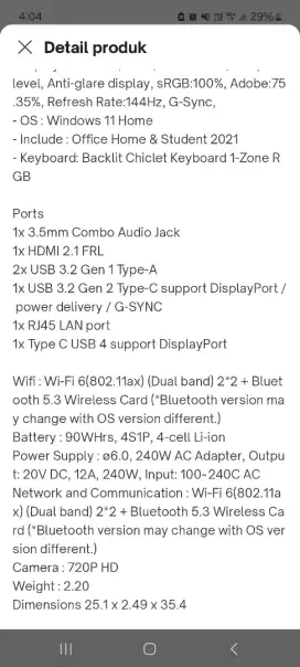 WTS laptop TUF A15 FA507NV