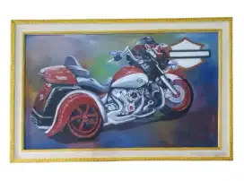 Lukisan hiasan dinding harley davidson ukuran besar besar keren