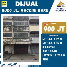 DIJUAL RUKO DI MACCINI BARU CUMA 900 JUTAAN SUDAH 3 LANTAI