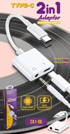 Digital Audio Converter V-GeN CA1-06 2 in 1 Type C to 3.5mm Jack Port