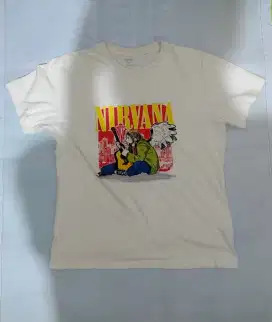 Kaos art vintage putih - Nirvana Kurt Cobain