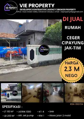 TURUN HARGA! DIJUAL CEPAT, NEGO SAMPE DEAL RUMAH DI CEGER JAKTIM