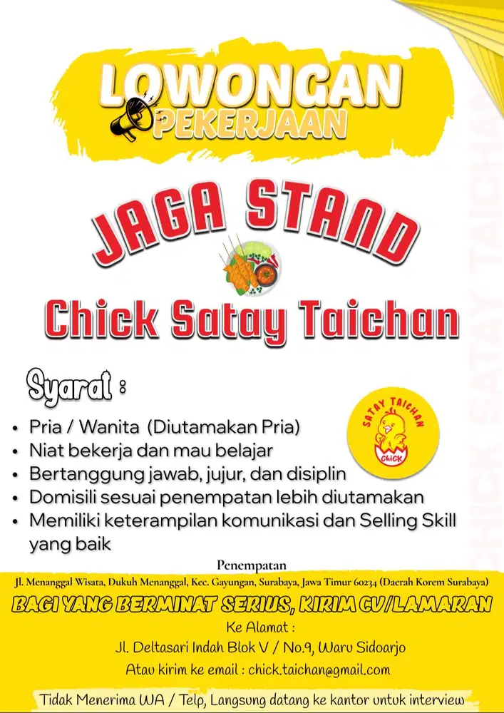 Jaga Stand Chick Satay Taichan