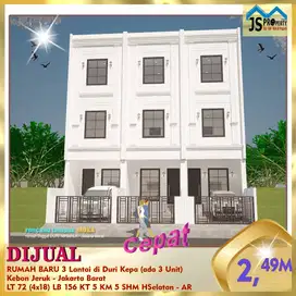 DIJUAL RUMAH BARU 3 Lantai di Duri Kepa (ada 3 Unit) Kebon Jeruk - AR