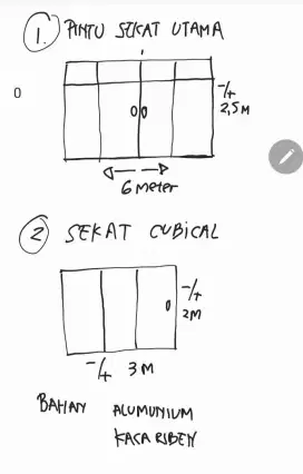 Bundling 2 jenis Pintu Alumunium kaca dan partisi cubical