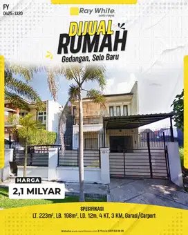Dijual Rumah di Jalan Semangka, Solo Baru Sektor 1