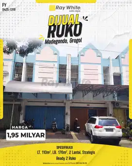 Dijual 2 Ruko Belakang Fave Hotel di Sektor 3 Solo Baru  1,95M