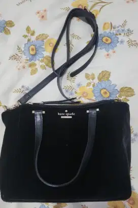 Tas kate spade small black kona down place velvet