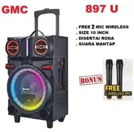 Speaker portable GMC 897U. Ampli meeting 2 mic wireless. Bluetooth