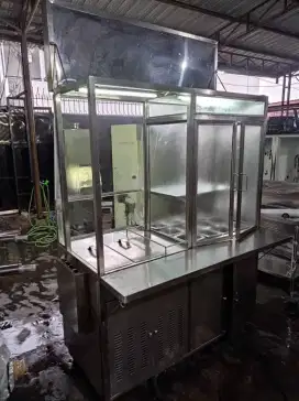 Booth bain marie pan kabinet gas dan listrik
