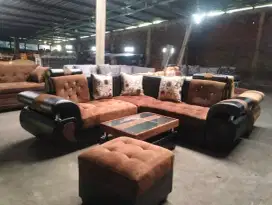 Sofa minimalis+fub cokelat hitam