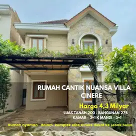 FORSALE RUMAH KONSEP VILLA NYAMAN DAN ASRI DI CINERE MAS