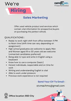 WE ARE HIRING (SALES MARKETING)