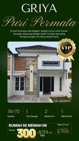 Dijual Rumah Tanpa DP PURi Dekat Jalan Bypass Mojokerto