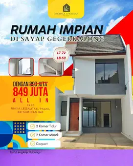 Rumah 800 jutaan di ciwaruga atas dekat gegerkalong dan setrasari shm