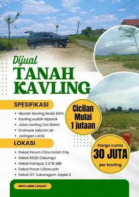 Dijual Tanah Kavling Murah Sudah SHM Dekat Citra Indah Jonggol