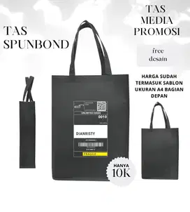 Tas spunbond hitam sablon costom