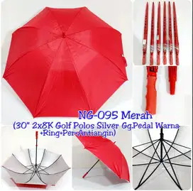 payung golf merah dalam silver tanpa sarung media promosi