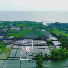 Tanah full view sawah 200 meter ke pantai, akses jalan 10 meter di Tab